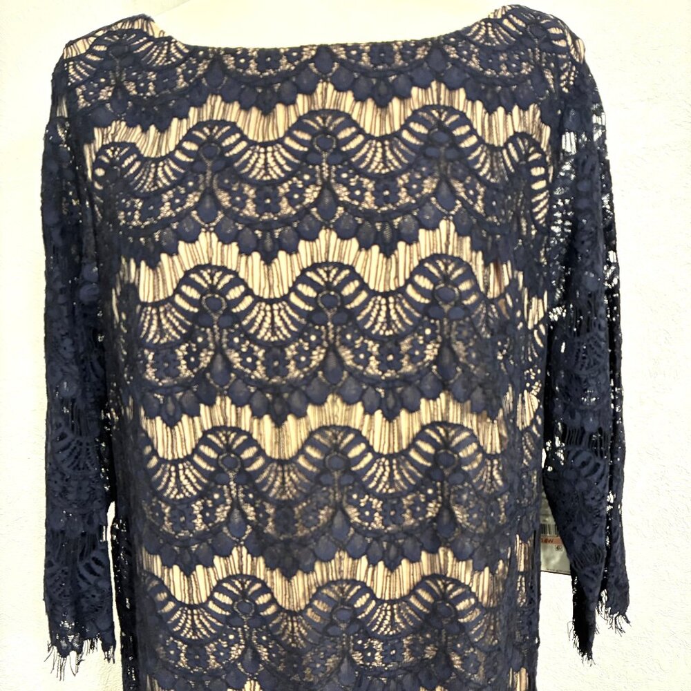 Mother of Bride, Guest, Formal Navy Lace Dress, NWT Jessica Howard Size 14W